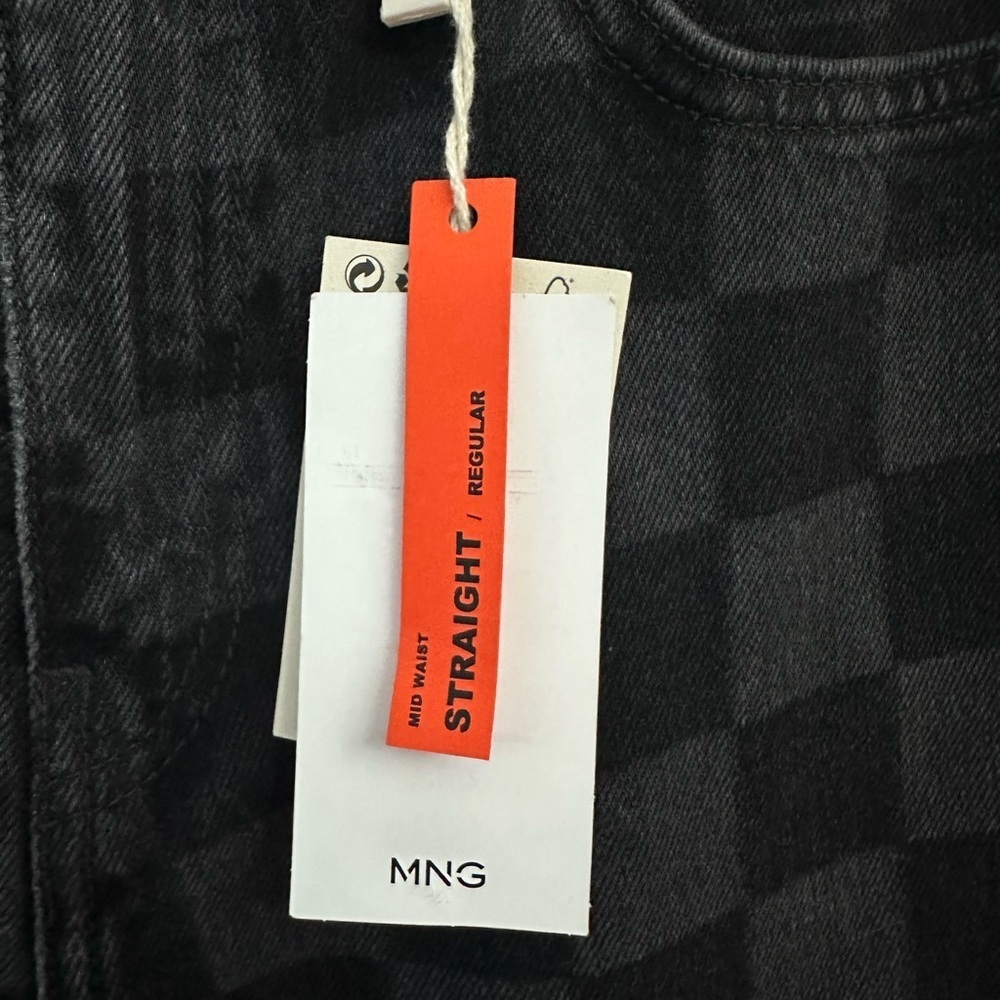 NEW! MNG CHECKERED Jeans Size 6 NWT Womens Black - Picture 9 of 14